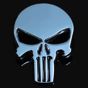 Sticker autocollant skull the punisher chrome badge 3d métal 24