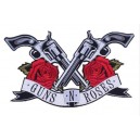 Patch ecusson grande taille guns n roses pistolets revolvers roses rouge