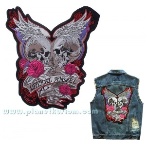 Patch ecusson skull lethal angel ange mortel roses tetes de mort