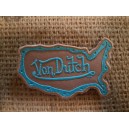 Patch ecusson von Dutch signature forme californie bleu fond beige
