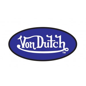 Sticker vondutch ovale signature blanche fond bleu tour noir von dutch 17