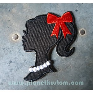 Patch ecusson thermocollant girly pinup girl ombre noir kiki rouge