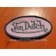 Patch ecusson von Dutch signature ovale gris bleu fond violine