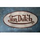 Patch ecusson von Dutch signature ovale marron fond beige dos large