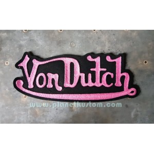 Patch ecusson von Dutch signature fushia fond noir dos large