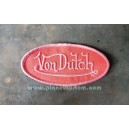 Patch ecusson von Dutch signature ovale rose fond rose