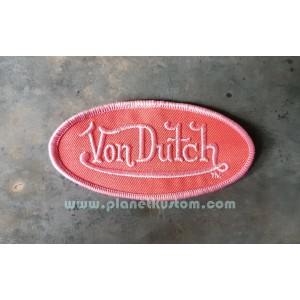 Patch ecusson von Dutch signature ovale rose fond rose