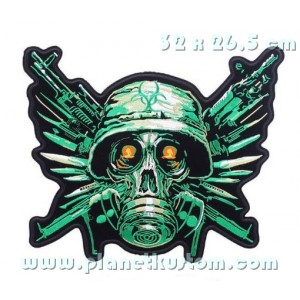 Patch ecusson thermocollant grande taille dos skull military zombies