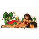 Patch ecusson thermocollant rat fink & sexy pin up drink a beer