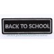 Patch ecusson thermocollant back to school  script silver on black