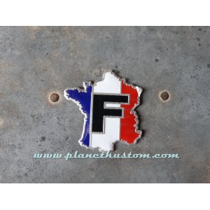 Sticker autocollant badge chrome 3D métal carte de france F noir 32