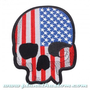 Patch ecusson skull USA flag biker tete de mort crane grande taille