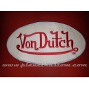 Patch ecusson von Dutch signature ovale rouge fond beige dos large
