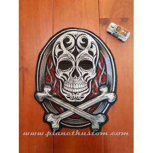 patch ecusson thermocollant grande taille skull bones tribal