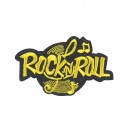 Patch ecusson rock'n'roll or et noir fond cle de sol et notes de music