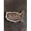 Patch ecusson von Dutch signature forme californie argenté fond noir old stock rare