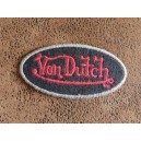 Patch ecusson von Dutch signature ovale rouge fond noir old stock
