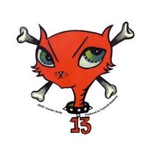 Sticker Adhesif autocollant Chat red cat lucky 13 CD872