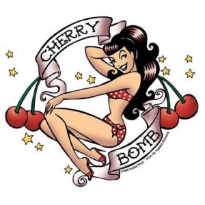 Sticker pin up cherry bomb tattoo oldschool JA141