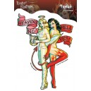 Sticker tattoo oldschool Pin Up Ange ou Démon JA402