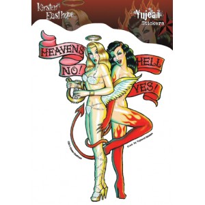 Sticker tattoo oldschool Pin Up Ange ou Démon JA402