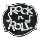 Patch rock'n'roll gris et noir rond