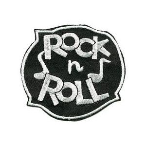 Patch rock'n'roll gris et noir rond