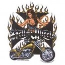 Sticker Pin Up sexy iron cross flame chopper AD375