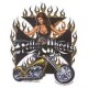 Sticker Pin Up sexy iron cross flame chopper AD375