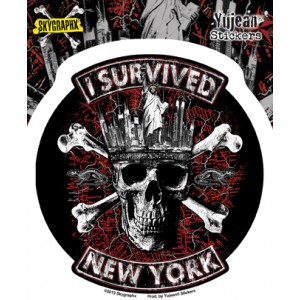 Sticker skull i survived new york JA613