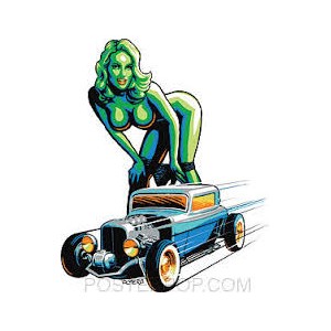 Sticker Pin Up oldschool rod almera old pinup 4