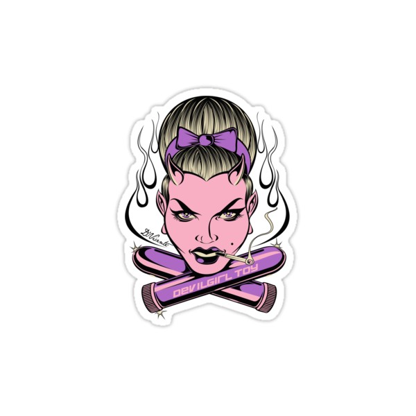 Sticker Pin Up Pink Sex Toy Devil Girl Toy D Vicente 32