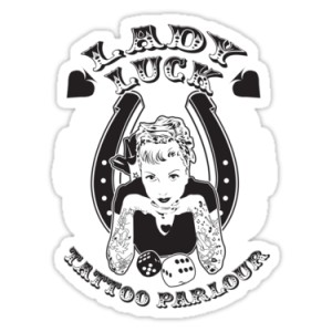 Sticker Pin Up lady luck tattoo Parlour oldschool old pin up 6