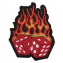 Patch écusson flaming dice dés flame