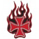 Patch écusson flaming iron cross coix de malte flame