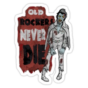 Sticker old rockers never die elvis zombie 8