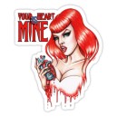 Sticker pinup red hear your heart is mine Zombie girl 5