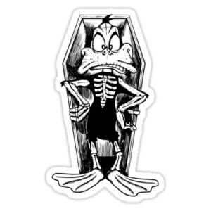 Sticker duck of dead dia de la muerte cartoon 1