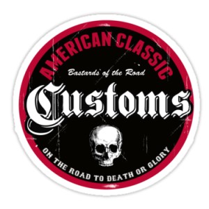 Sticker american classic customs bastards of the road skull 11