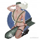 Sticker pinup blonde bombshell army girl skull old pin up 38