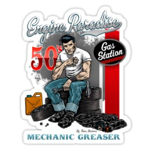 Sticker engine paradise gas station mecanic greaser 50s rockers 3