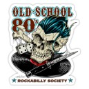 Sticker old shool 80s rockabilly society vinyl dices bones skull 15